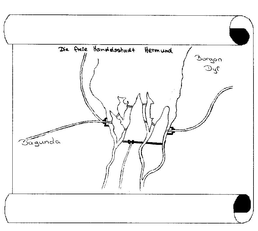 Die freie Handelsstadt Hermund zwischen Bagunda und Borgon Dyl. Zurck zur Karcanon-Karte hier klicken
